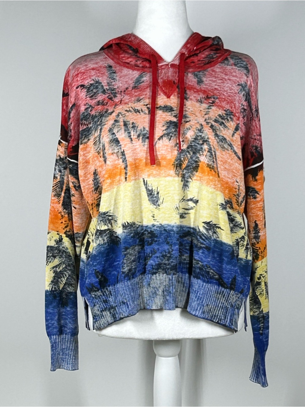 Minnie Rose Sunset Palm Tree Knit Hoodie NWT Size Medium